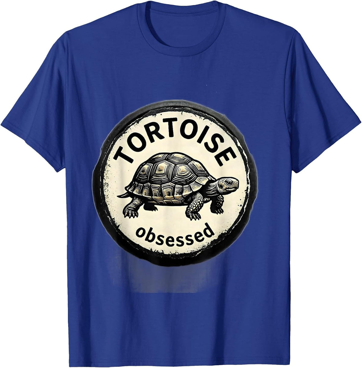 TORTOISE obsessed Rubber Stamp Minimalist Line Art Animal T-Shirt - Royal Blue