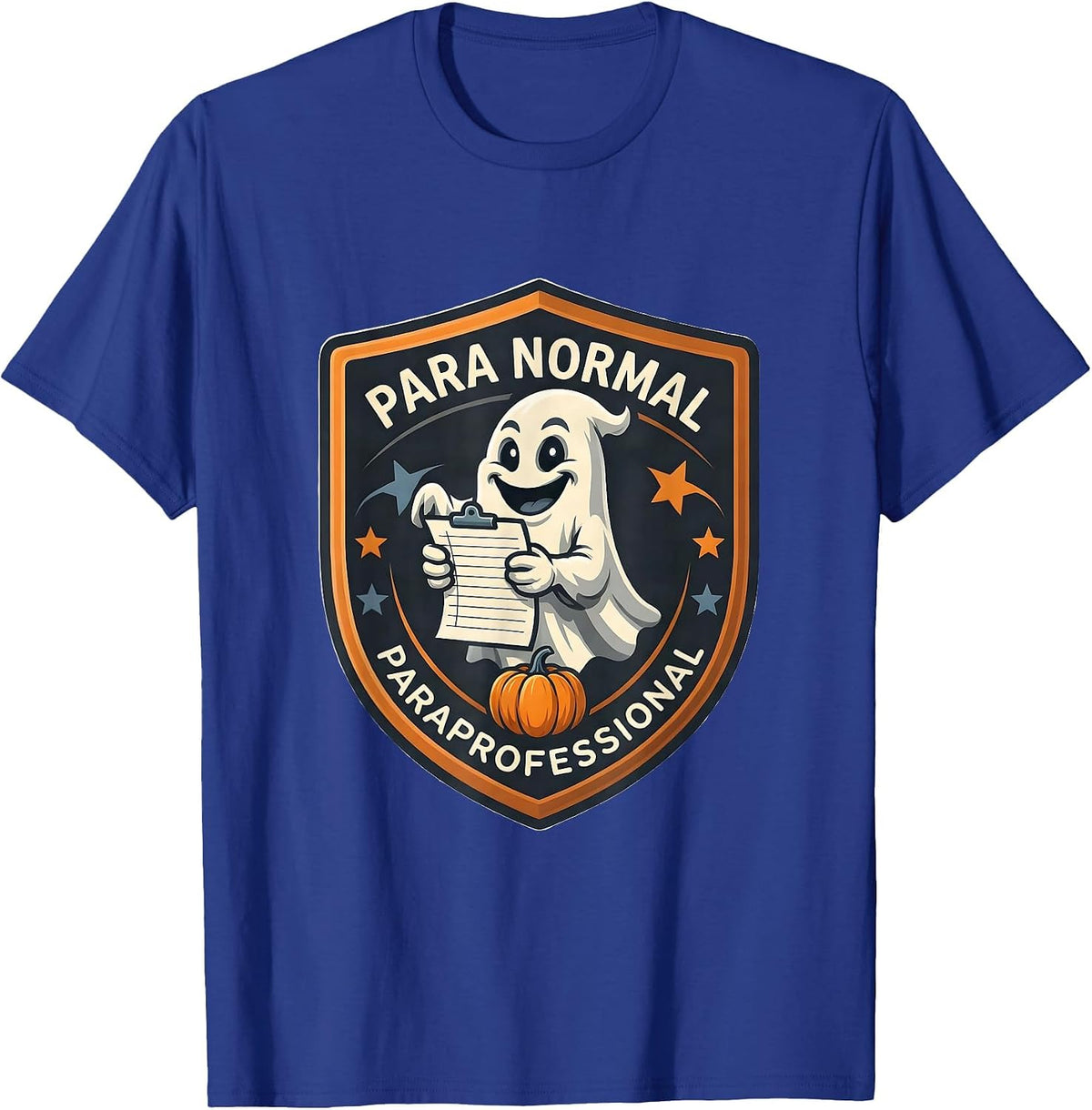 Men's Para Normal Paraprofessional Grinning Ghost Halloween T-Shirt - Royal Blue