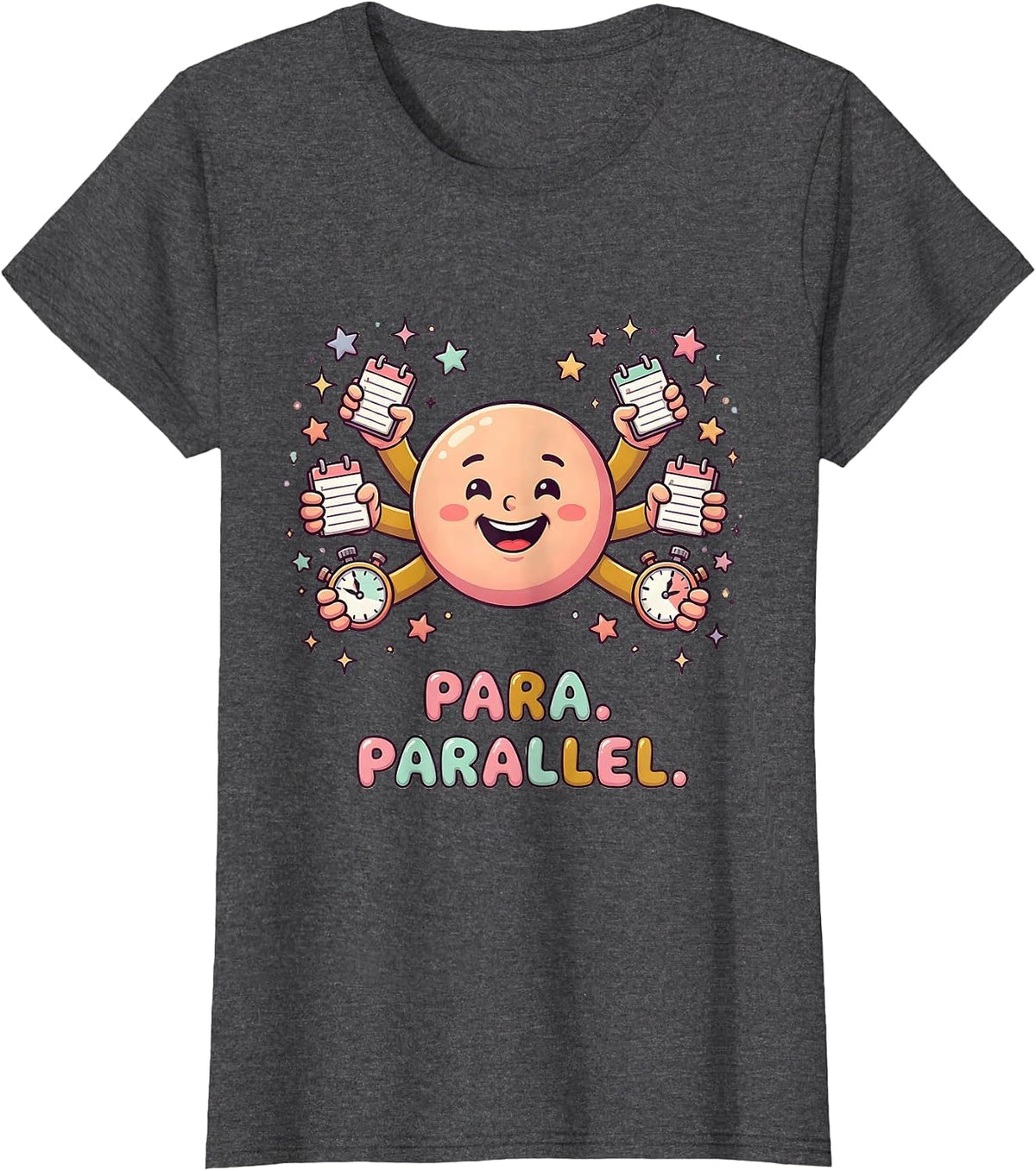 Women's Para Parallel Funny Paraprofessional Paraeducator Support T-Shirt - Dark Heather Grey
