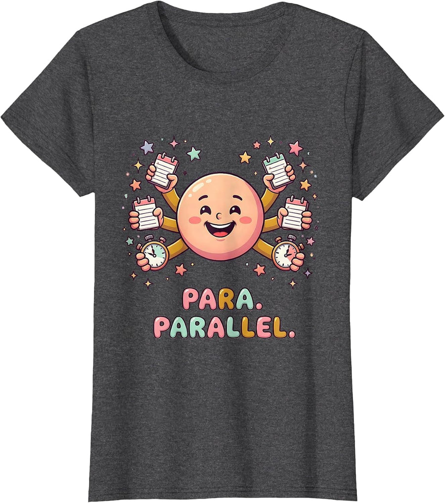 Women's Para Parallel Funny Paraprofessional Paraeducator Support T-Shirt - Dark Heather Grey