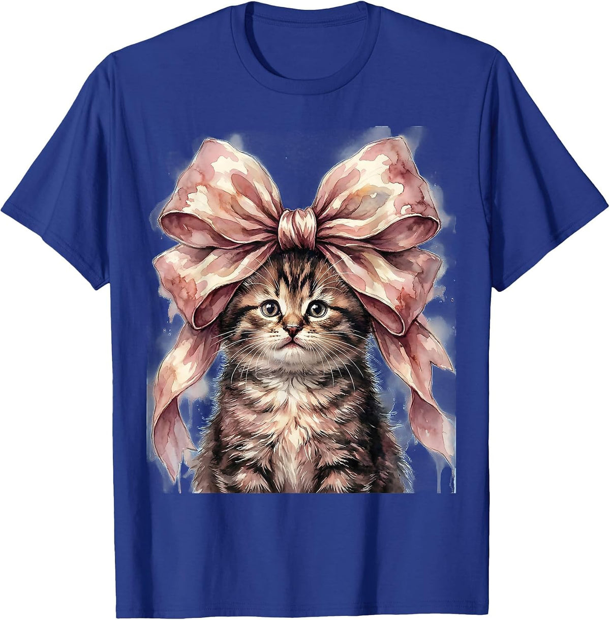 Men's Mimi Cat with Oversized Bow Crown Graphic T-Shirt - Royal Blue