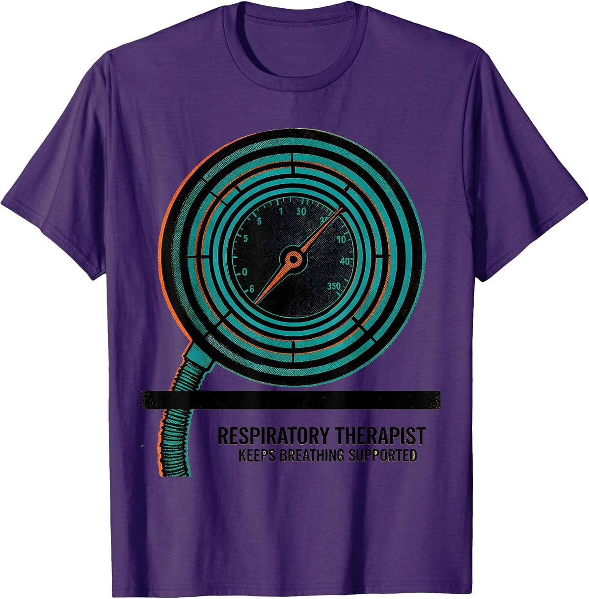 Men's Respiratory Therapist Keeps Breathing Supported RT T-Shirt - Purple