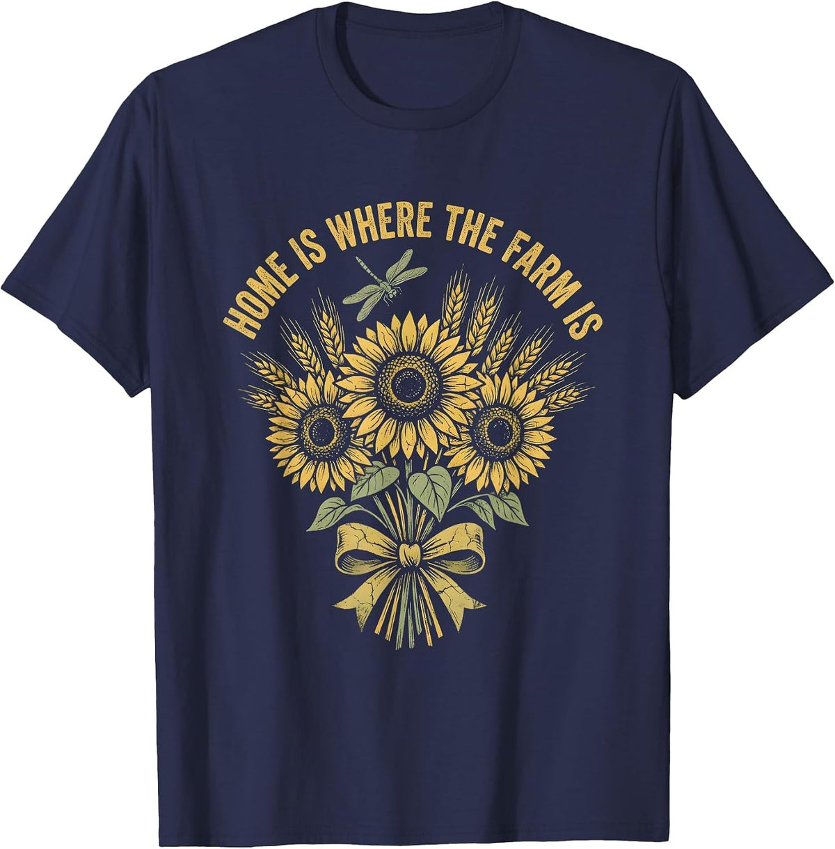 Men's Home Is Where The Farm Is Country Life Design T-Shirt - Navy Blue