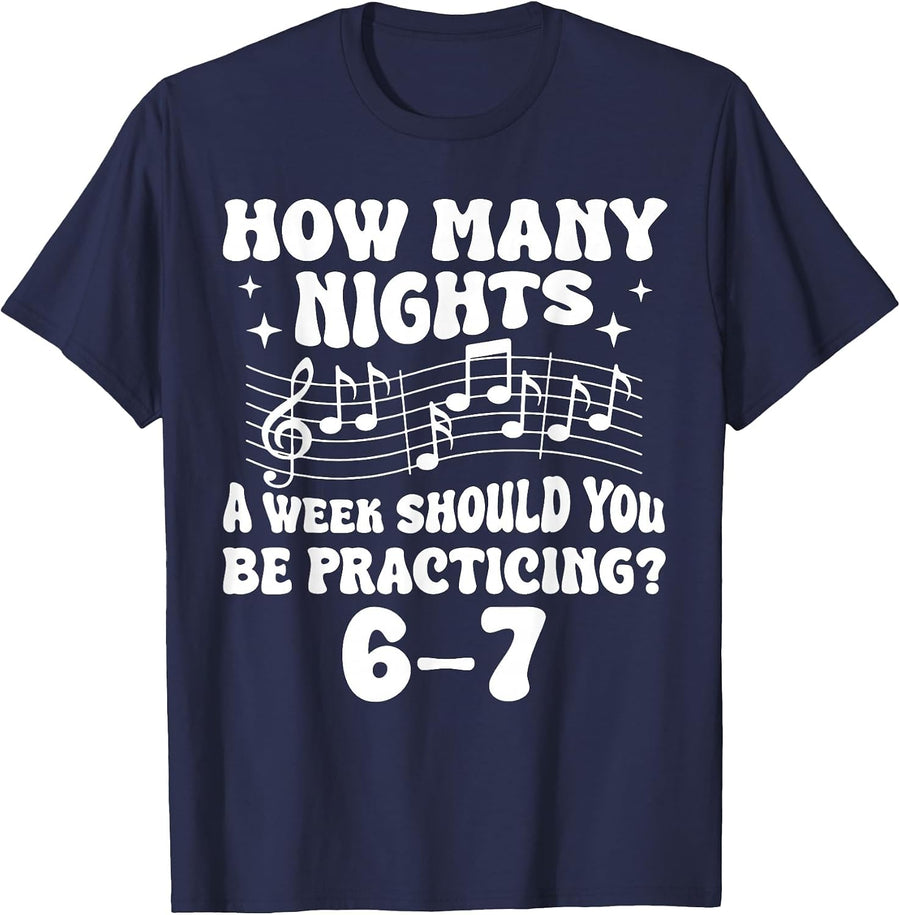 67 Music Meme Slang Six Seven Music Teacher Funny Musician T-Shirt - Navy Blue