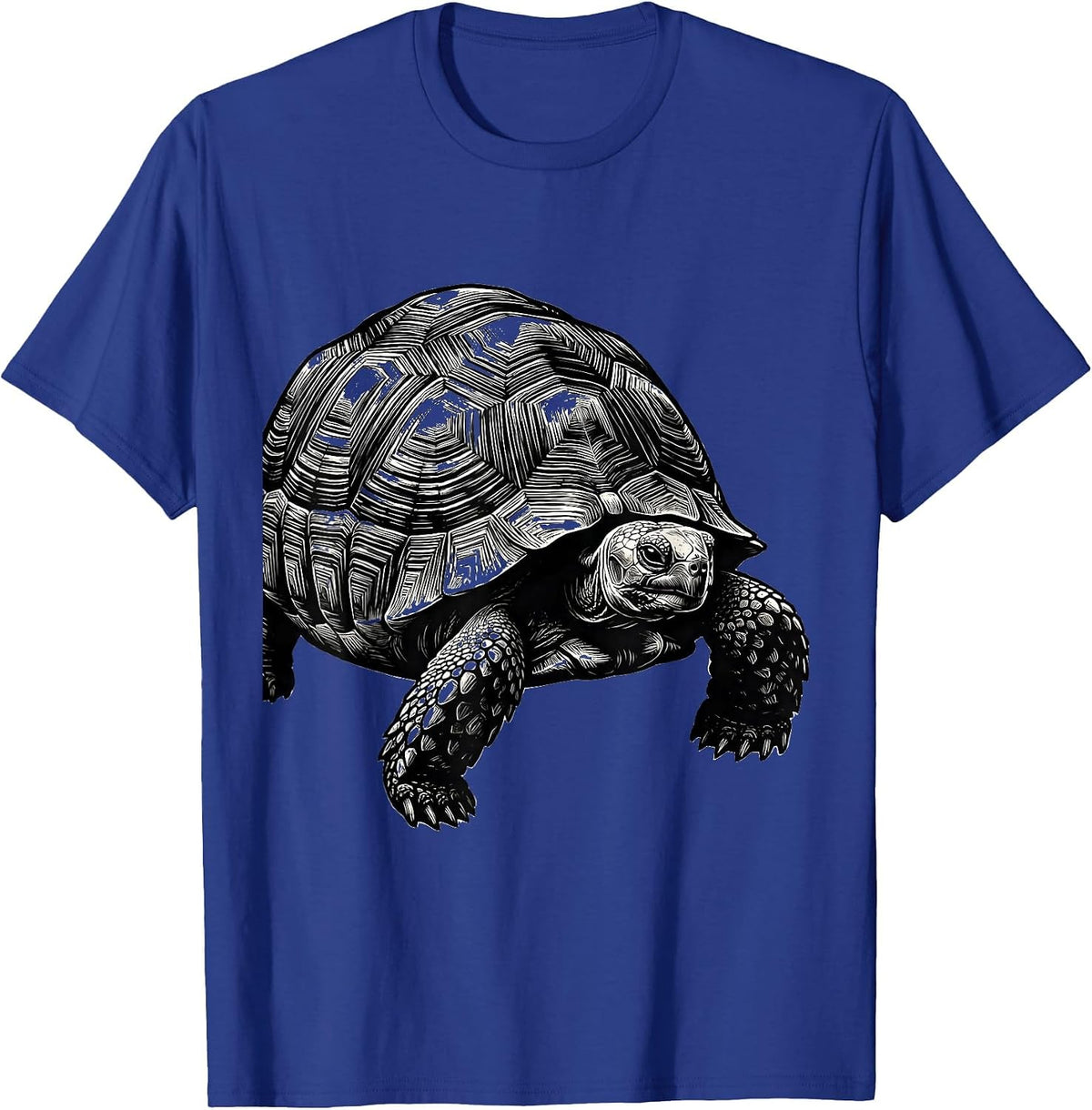 Men's Tortoise Humor Pet Lover Scratchboard Graphic T-Shirt - Royal Blue