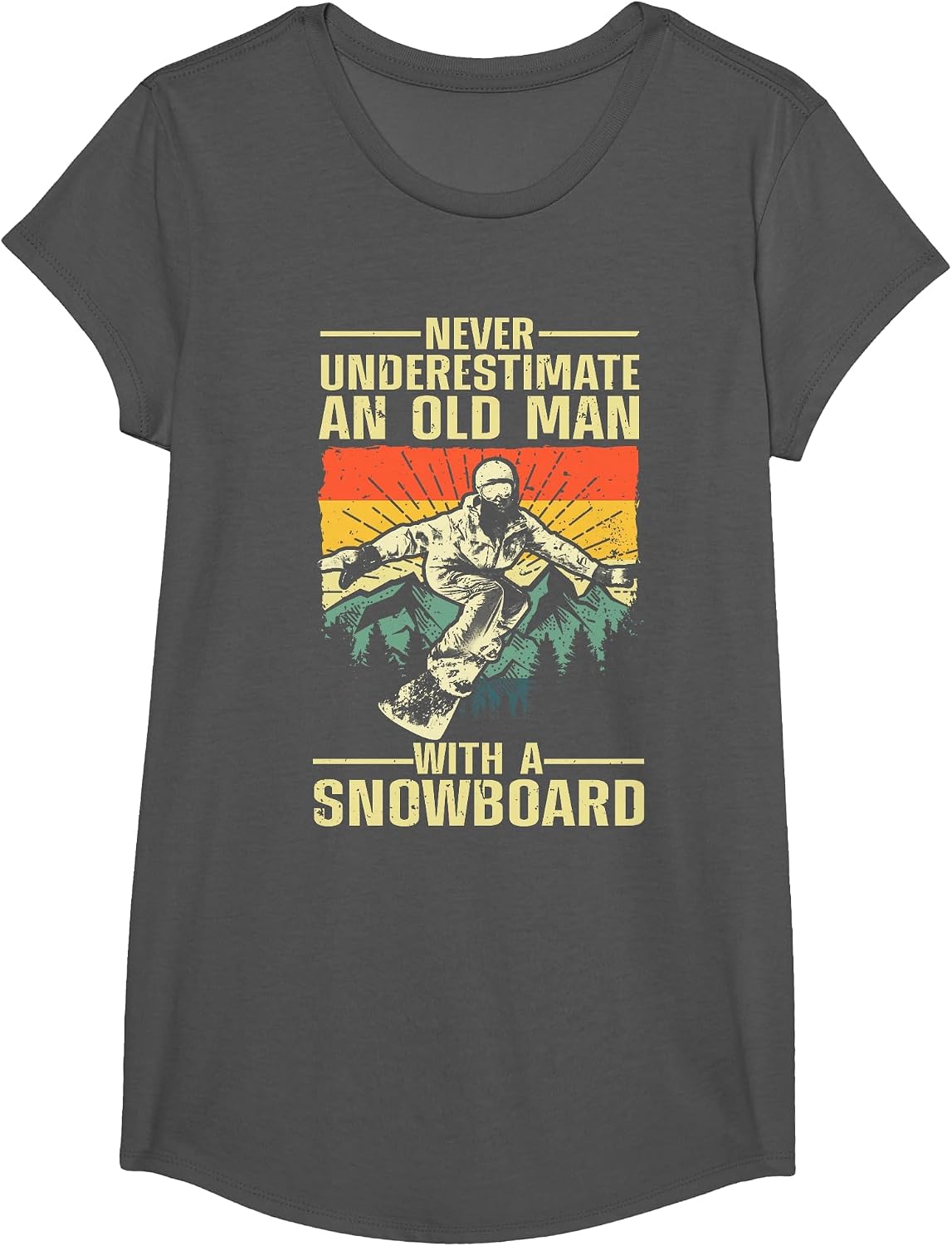Cool Snowboard Art Men Women Skier Snowboarding Snowboarder T-Shirt - Girls Asphalt Grey