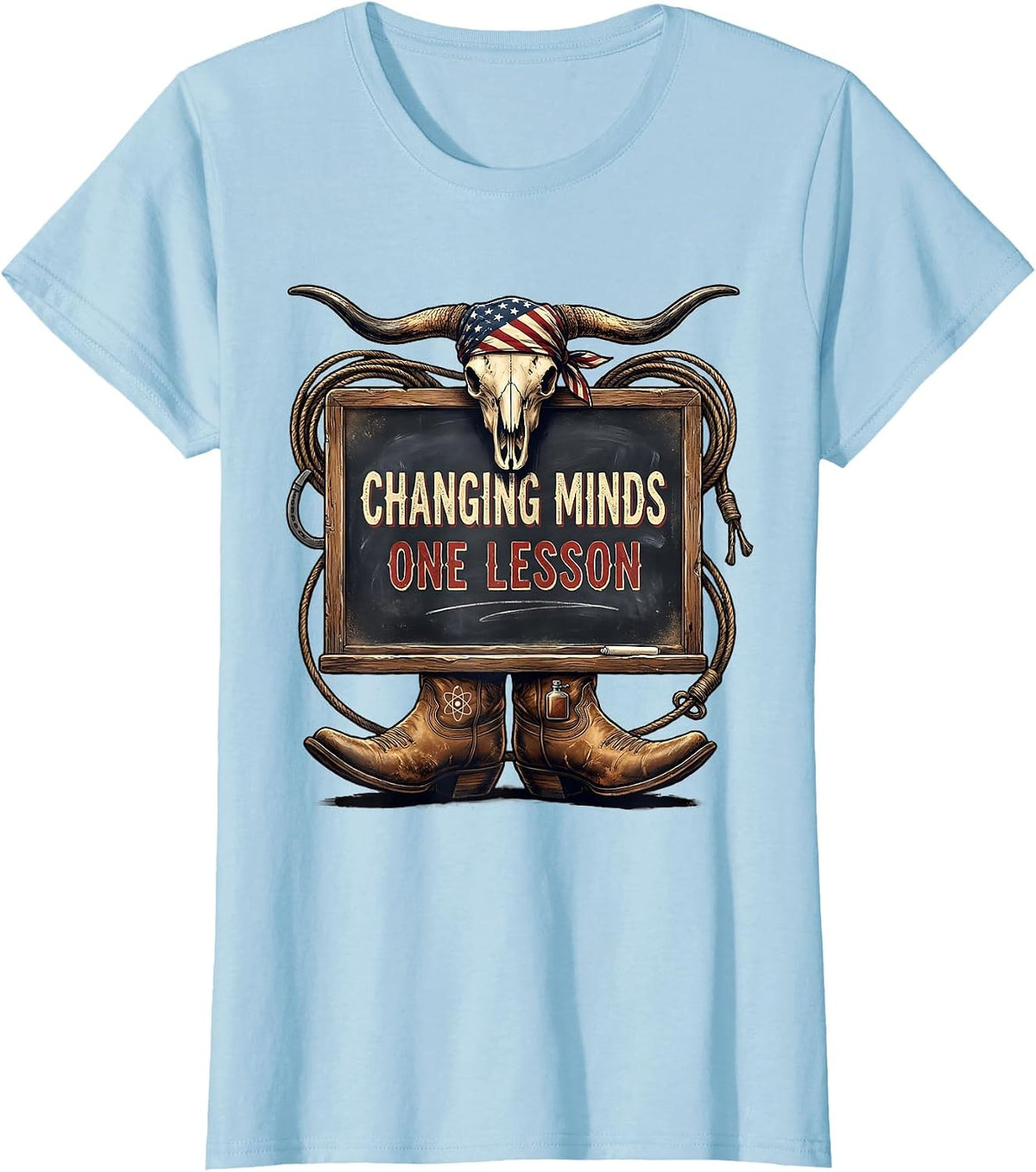 Changing Minds One Lesson Science Teacher Design T-Shirt - Baby Blue