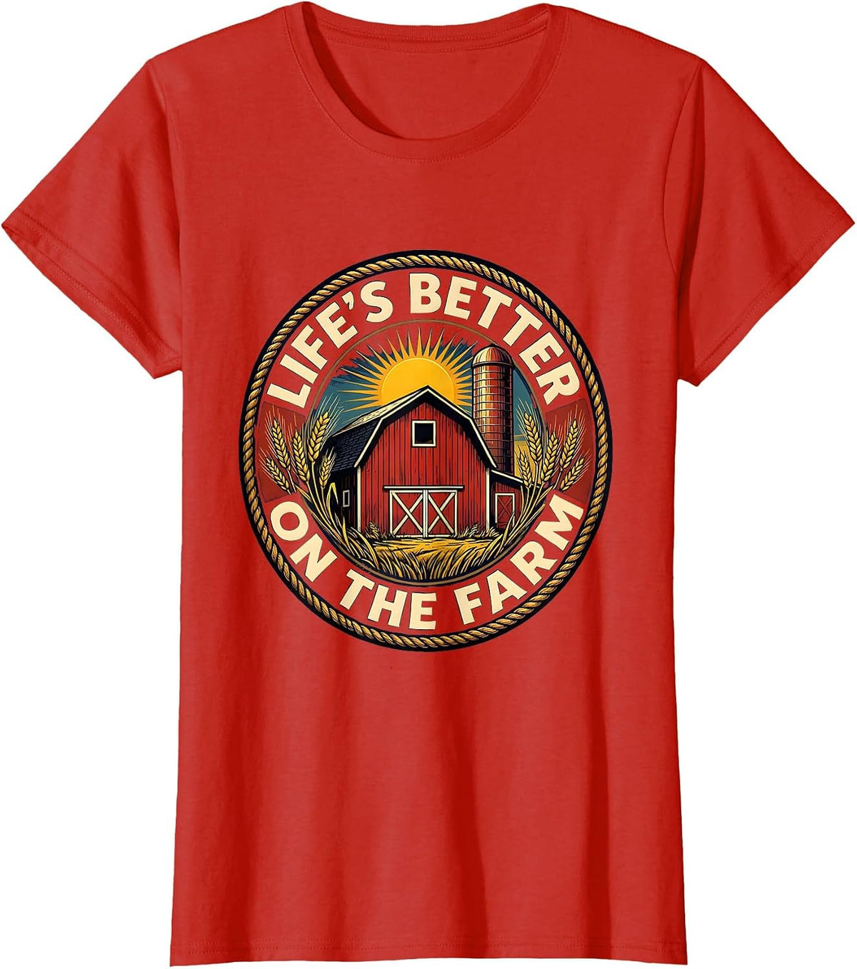 Life's Better On The Farm Country Living Design T-Shirt - Red