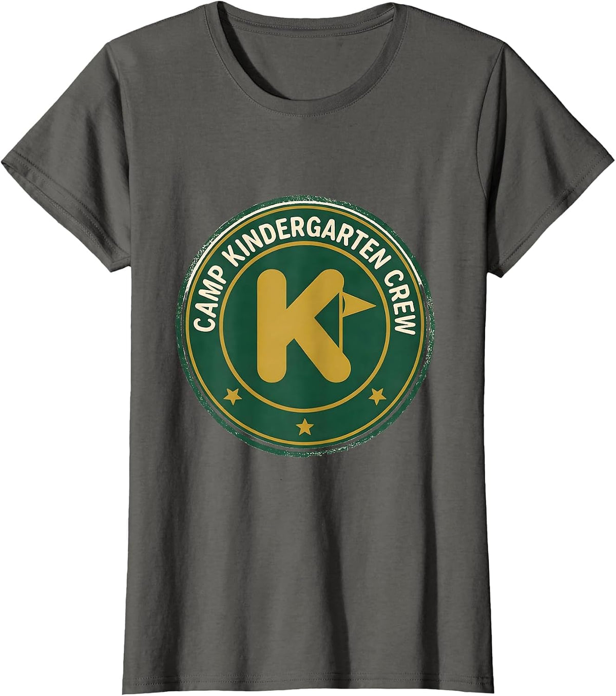 Women's Camp Kindergarten Crew Cute Kindergarten Teacher Back T-Shirt - Asphalt Grey