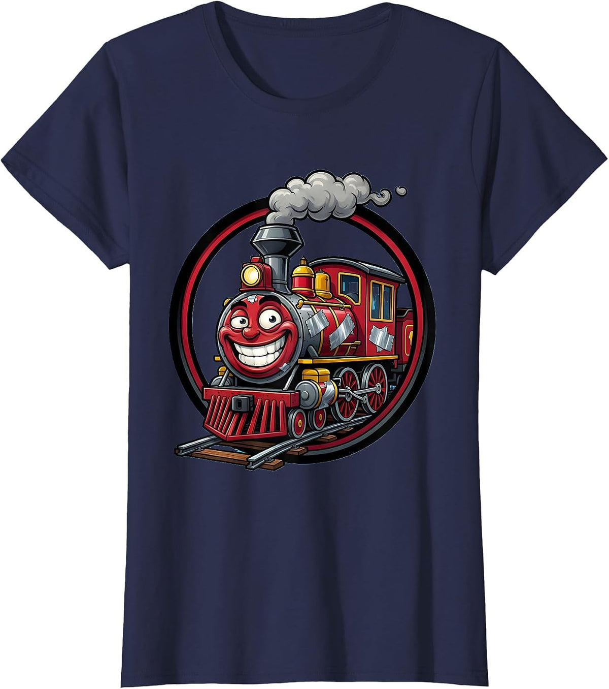 Women's Not Always a Train Wreck Duct Tape Engine T-Shirt - Navy Blue