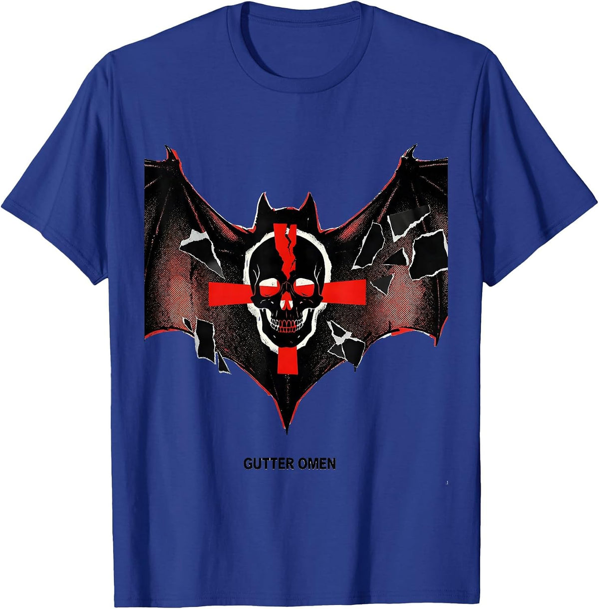 Men's Gutter Omen Punk Metal Y2K Goth Emo Skull Streetwear T-Shirt - Royal Blue