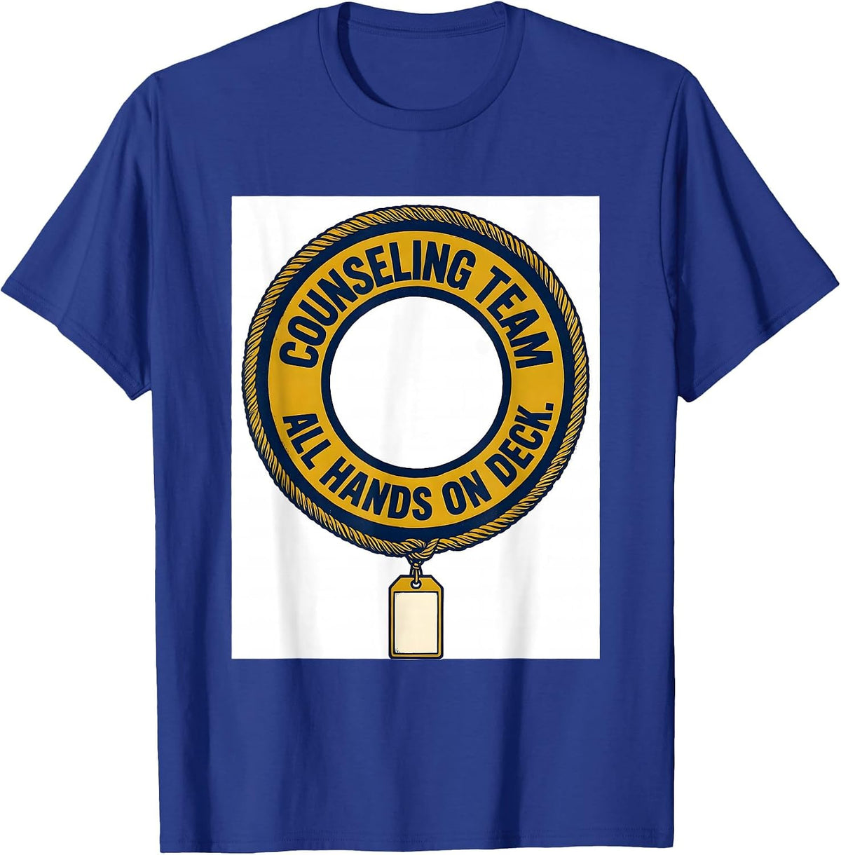 Men's Counseling Team All Hands On Deck Groovy Retro School T-Shirt - Royal Blue