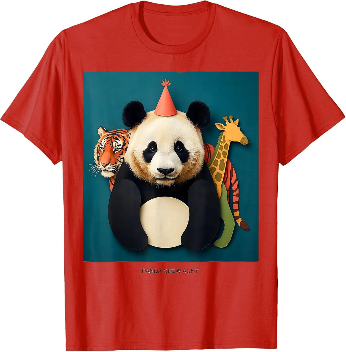Men's Panda Crew Aunt Cute Safari Zoo Animal Party Birthday T-Shirt - Red