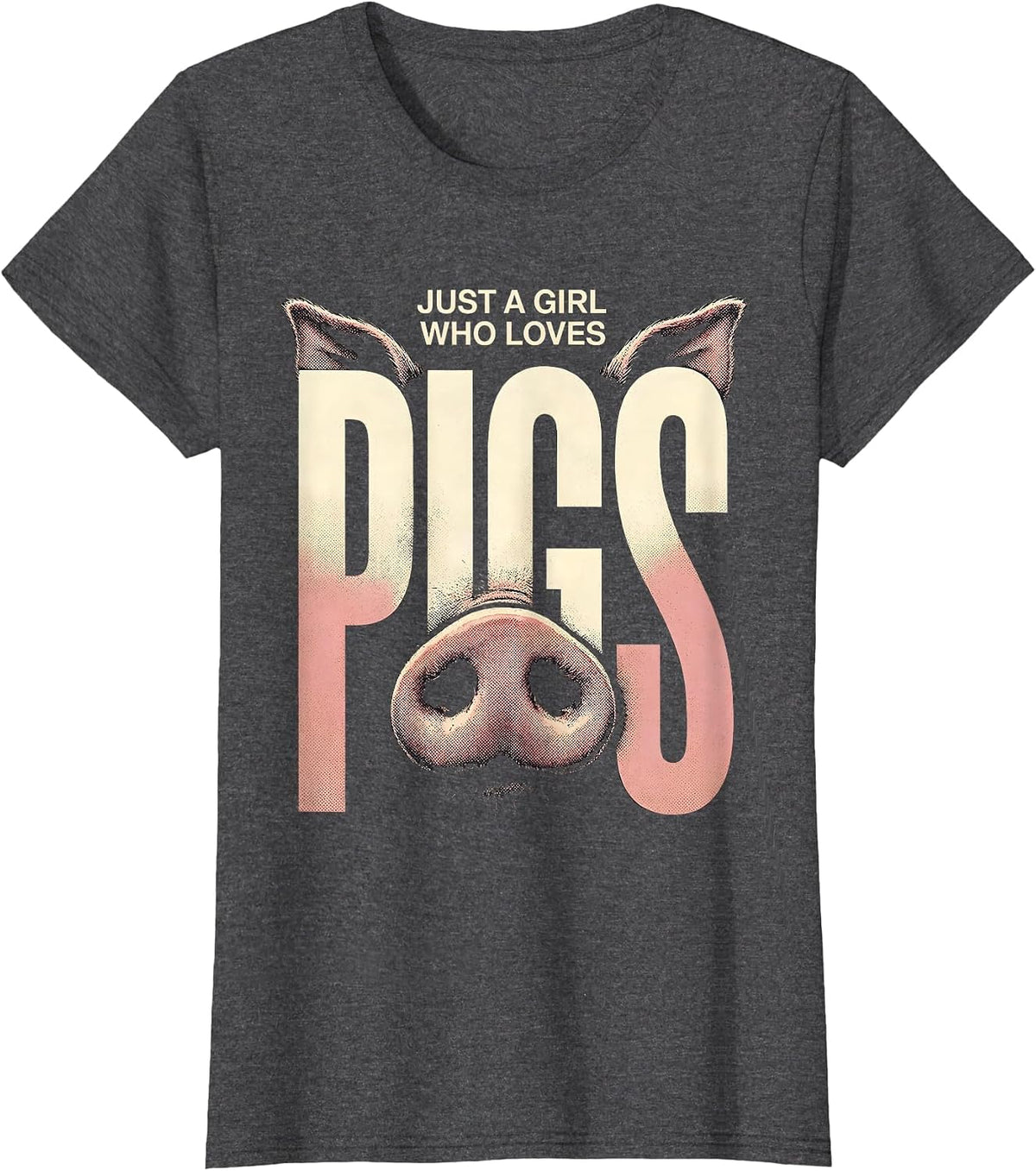 Women's Just A Girl Who Loves Pigs Funny Pig Lover Animal Humor T-Shirt - Dark Heather Grey