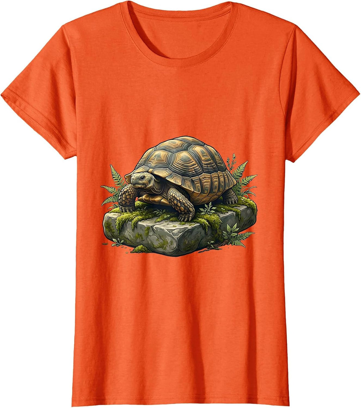 Be Still Tortoise on Ancient Mossy Stone T-Shirt - Orange