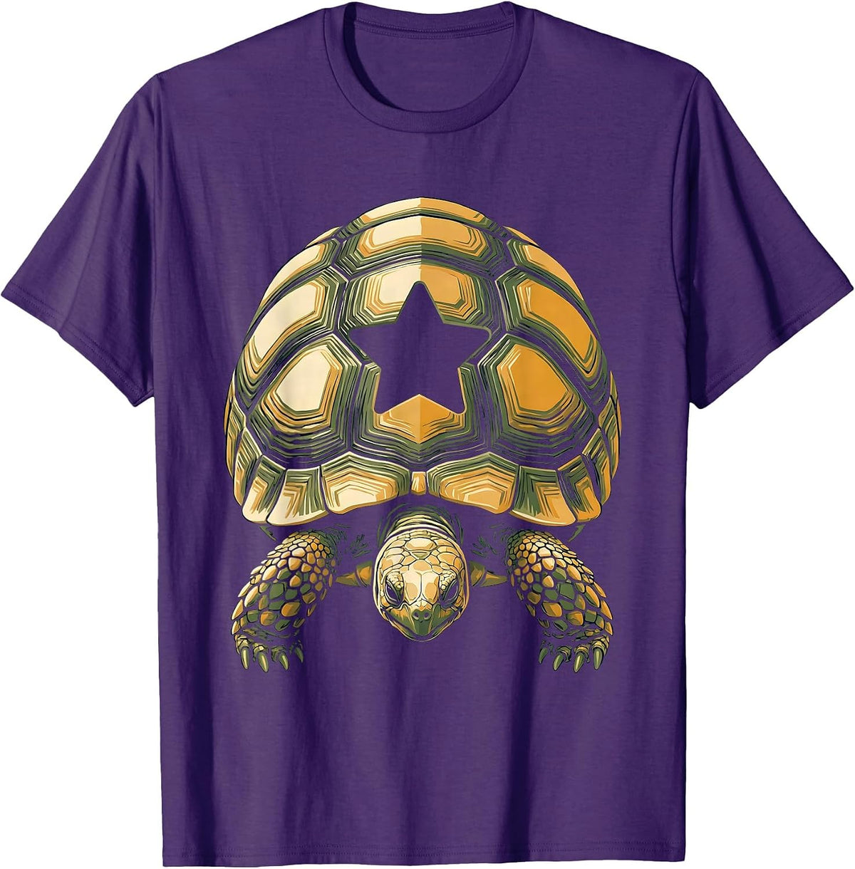 Profile Tortoise Funny Animal Lover Screenprint Poster T-Shirt - Purple