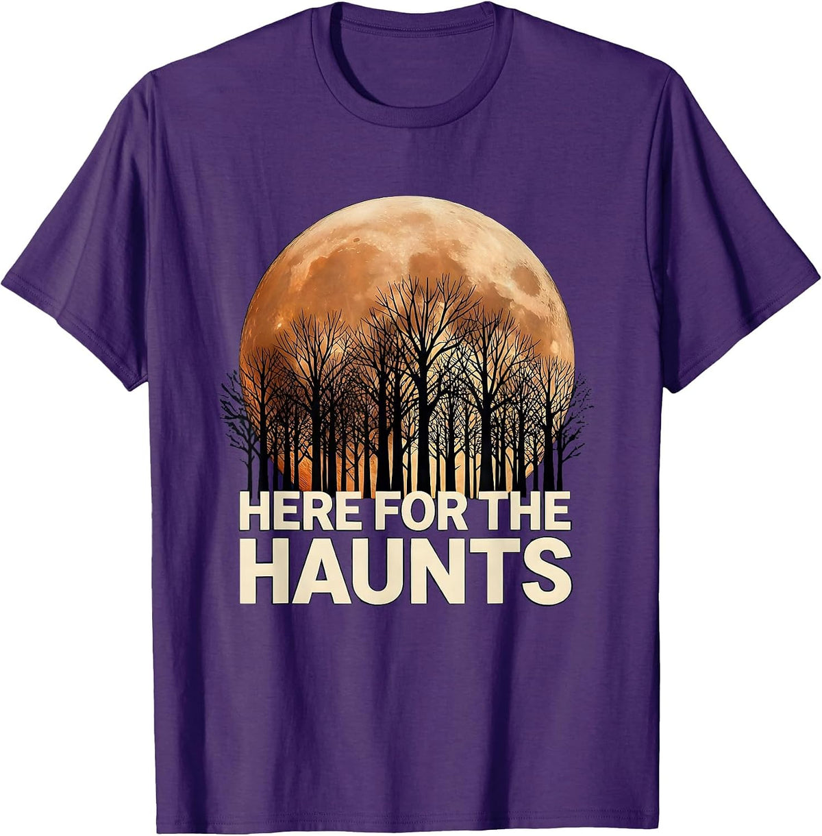 Here for the Haunts Spooky Season Design T-Shirt - Purple