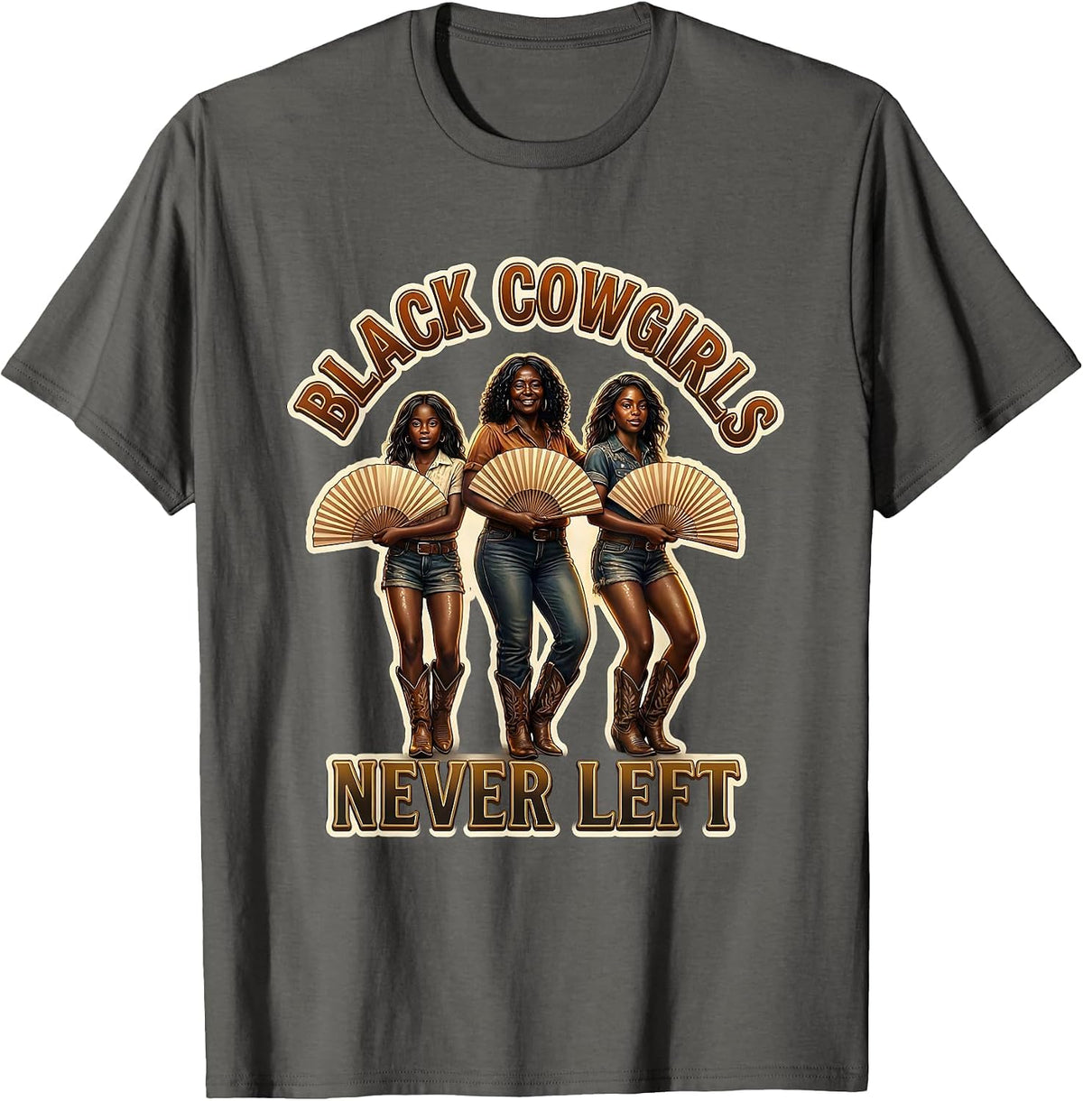 Men's Black Cowgirls Never Left Funny Line Dance Cowgirl Women T-Shirt - Asphalt Grey
