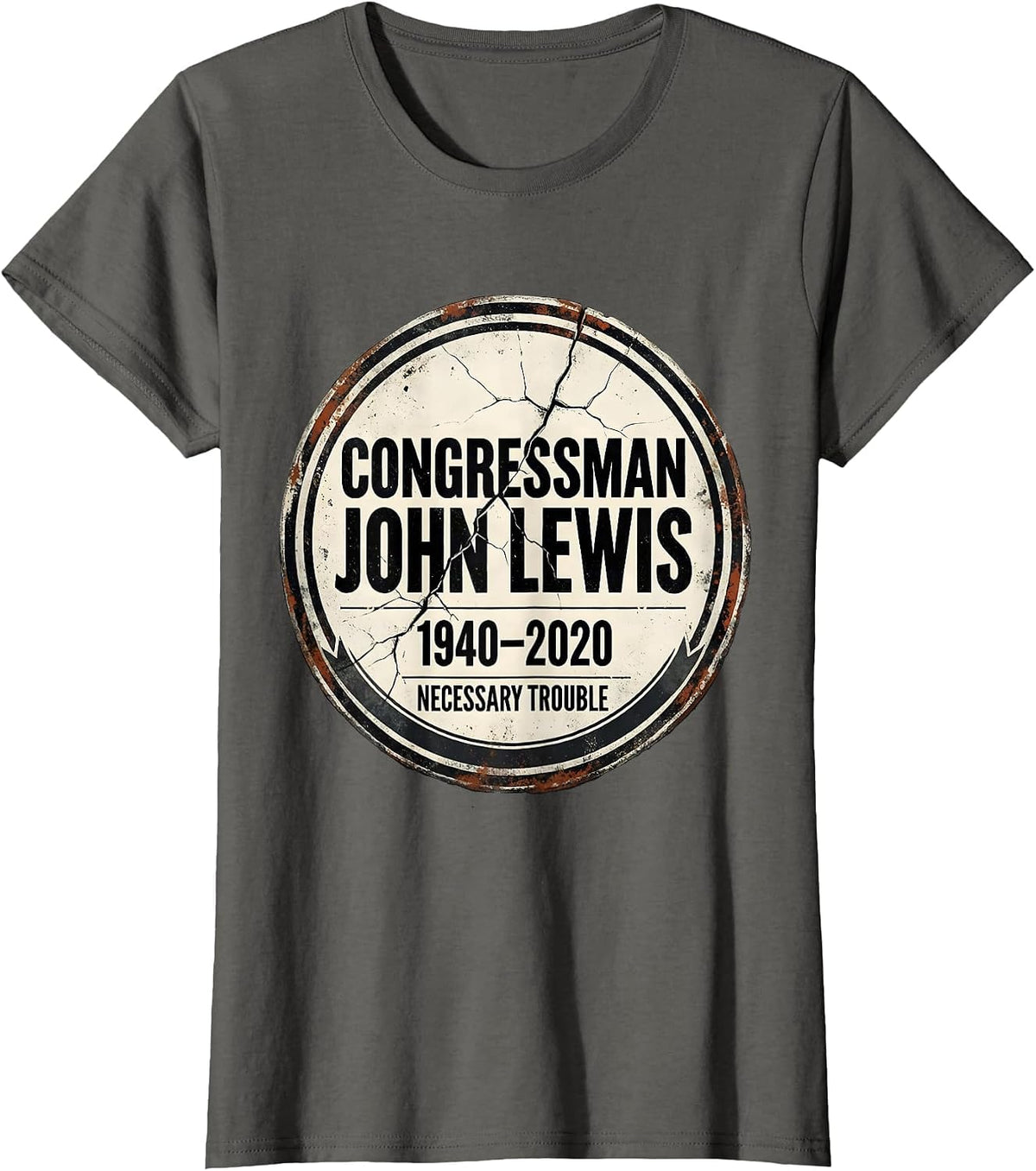 Women's Congressman John Lewis, 1940–2020 — Necessary Trouble T-Shirt - Asphalt Grey