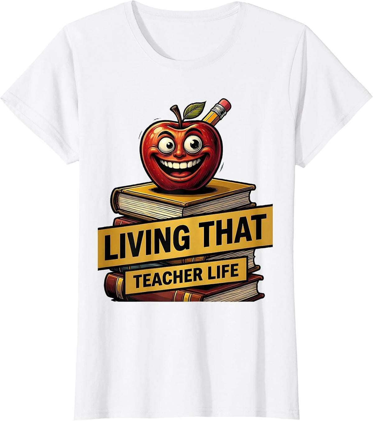 Living That Teacher Life Third Grade Design T-Shirt - White