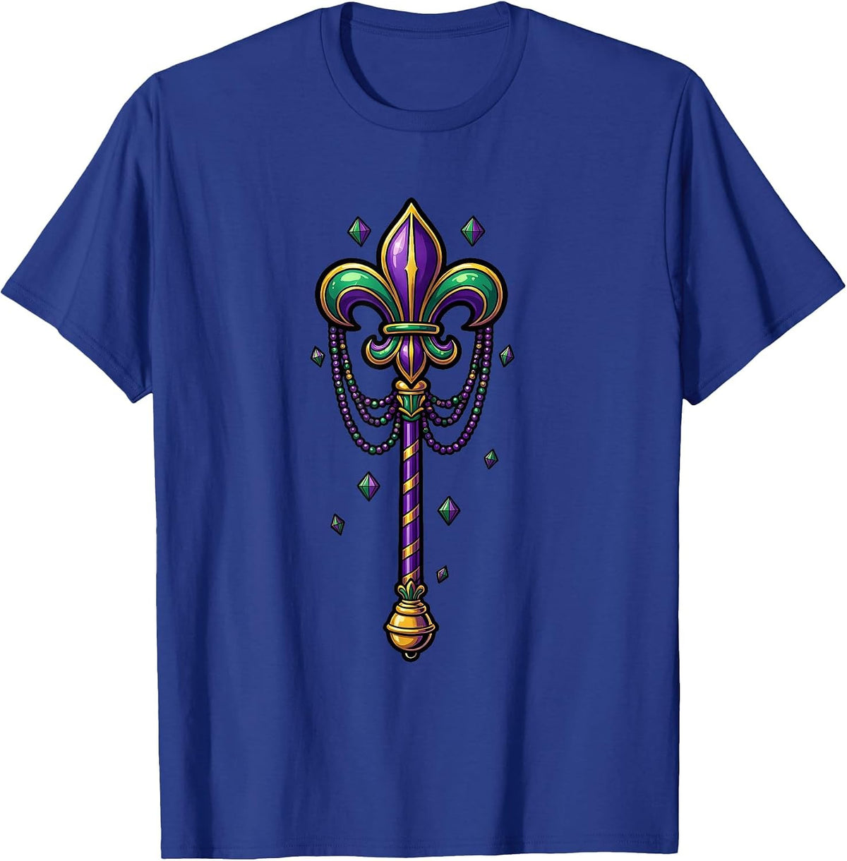 Carnival Scepter Colorful Mardi Gras Party Costume T-Shirt - Royal Blue