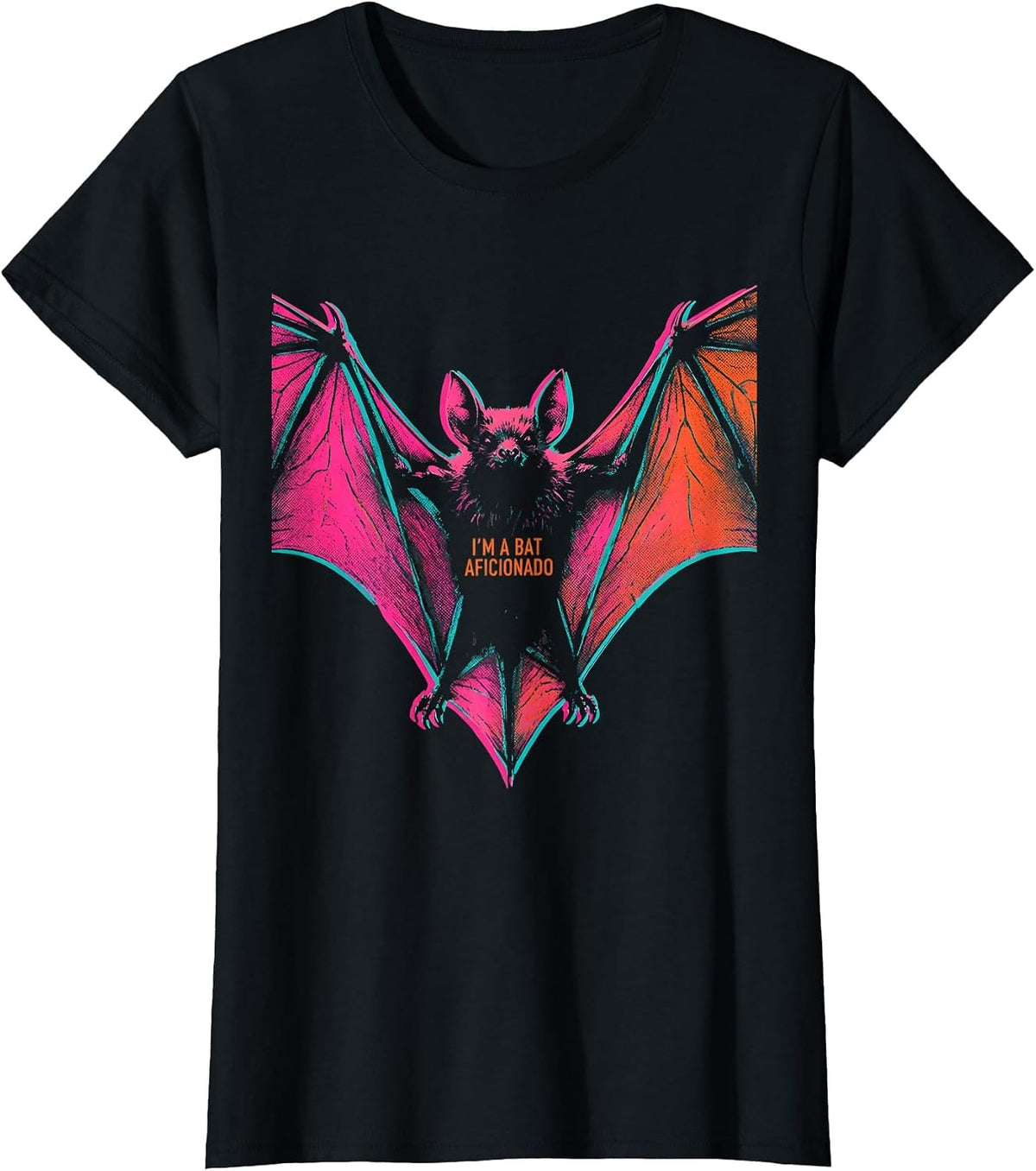 I'm A Bat Aficionado Risograph Bat Lover Halloween Wildlife T-Shirt - Black