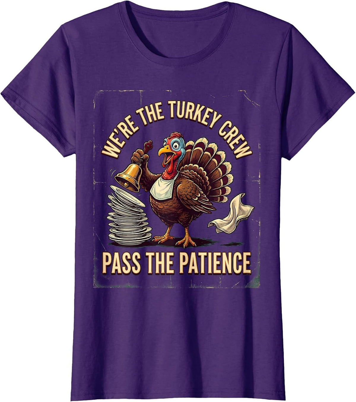 Women's We're The Turkey Crew, Pass The Patience Vintage T-Shirt - Purple