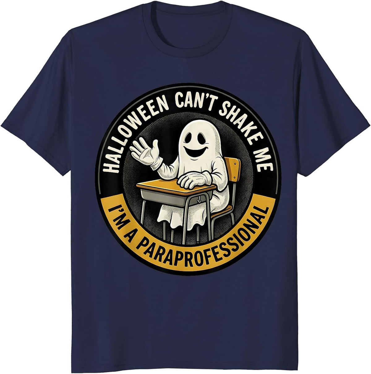 Men's Halloween Can't Shake Me, I'm A Paraprofessional Retro T-Shirt - Navy Blue