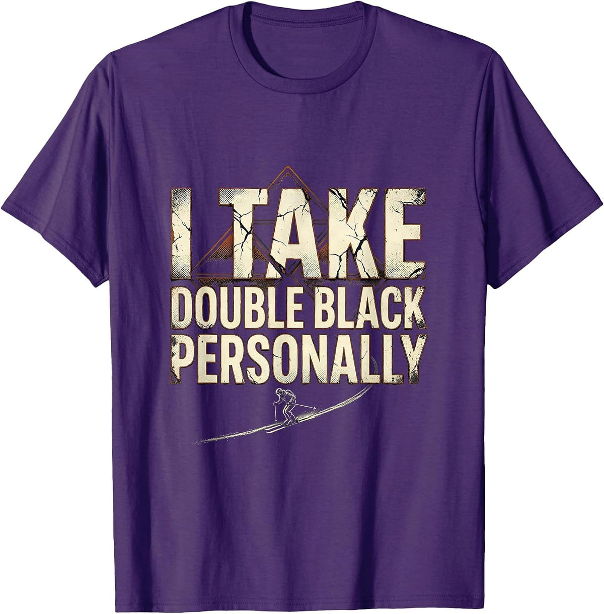 I Take Double Black Personally Distressed Ski Humor Gift T-Shirt - Purple