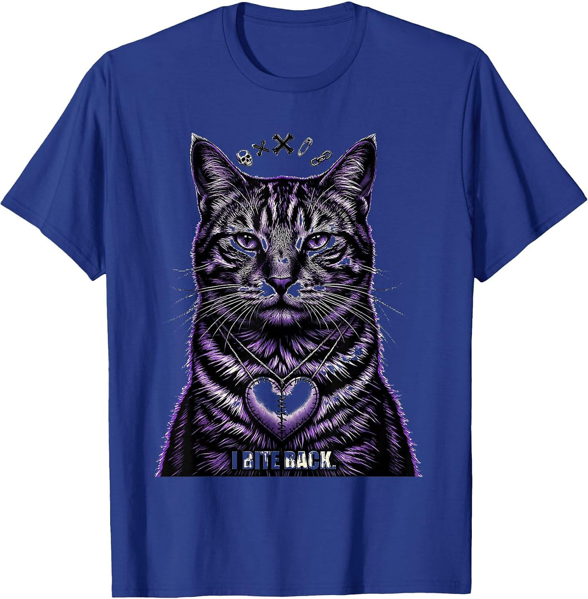 Men's I Bite Back Emo Goth Cat Girl Alt Aesthetic Alternative T-Shirt - Royal Blue