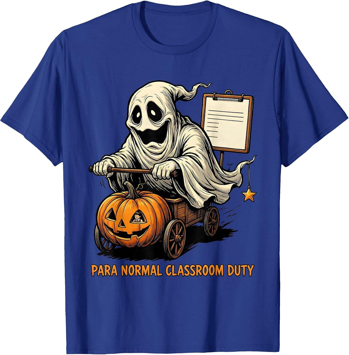 Men's Para Normal Classroom Duty Funny Ghost Paraprofessional T-Shirt - Royal Blue