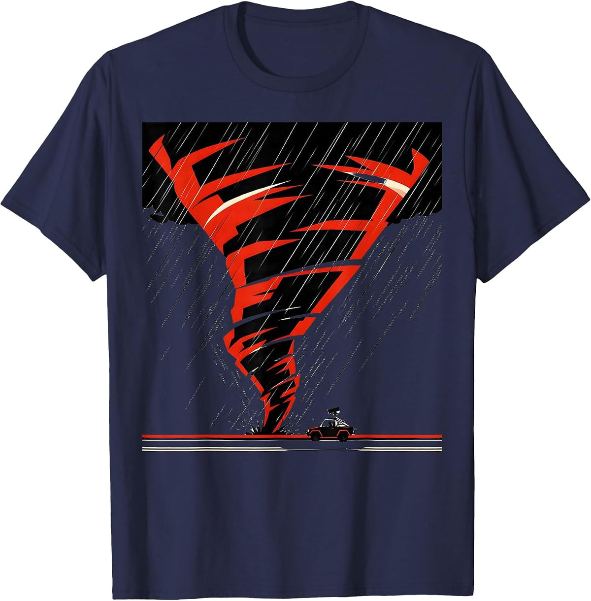 Tornado Funnel Storm Chaser Meteorology Enthusiast T-Shirt - Navy Blue