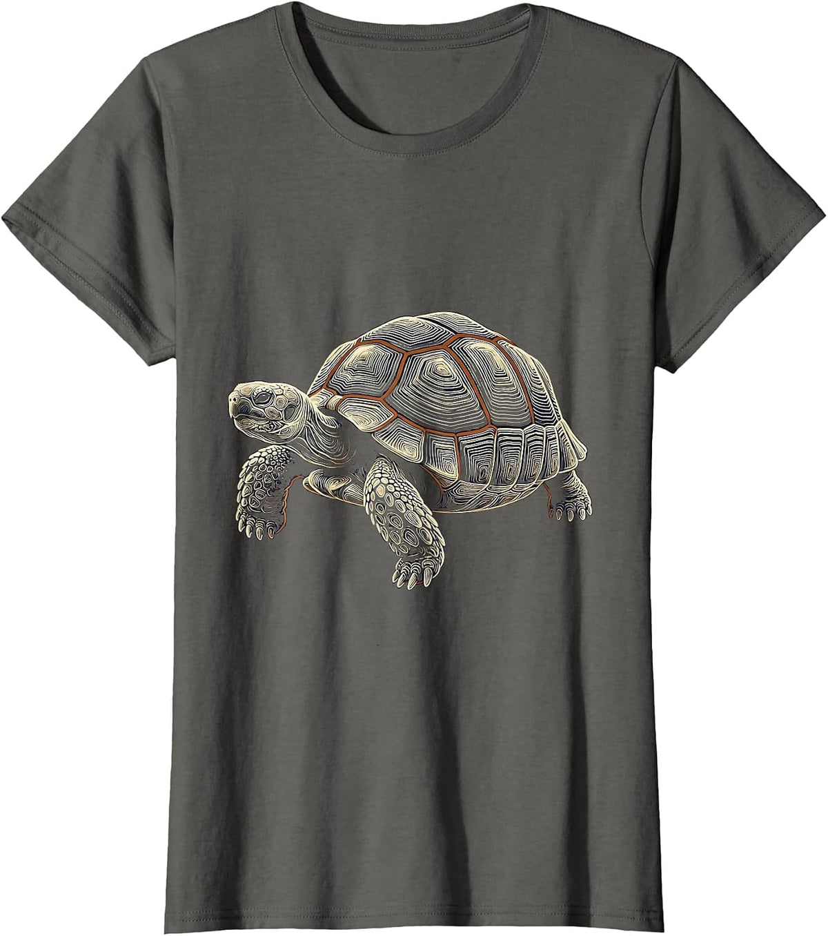 Women's Tortoise Contour Art Turtle Lover Gift T-Shirt - Asphalt Grey