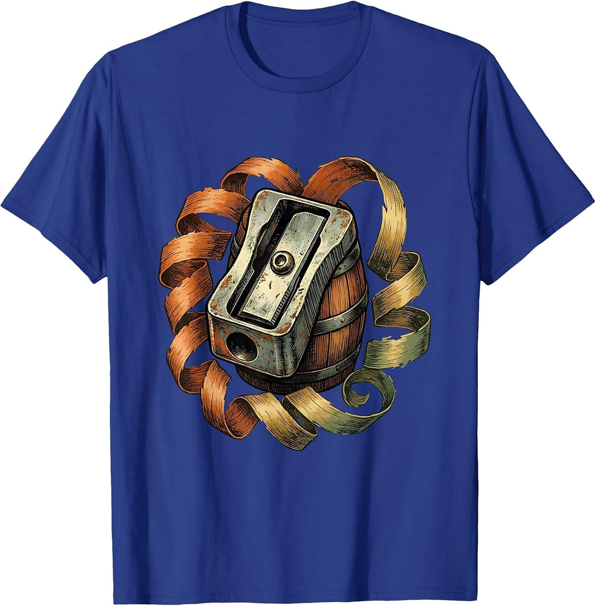 Men's Colorful Pencil Sharpener Art Teacher Design T-Shirt - Royal Blue
