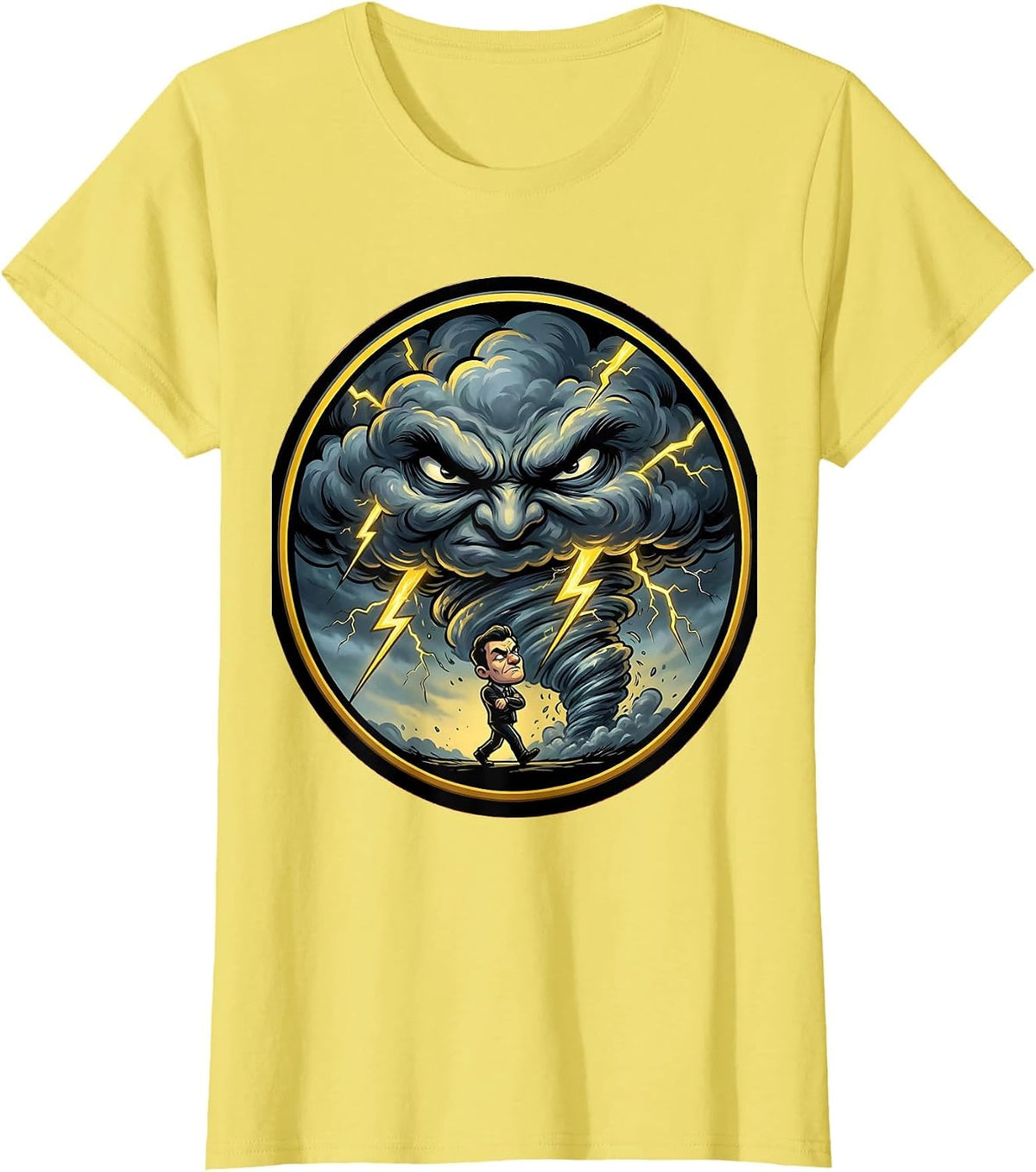 Foolish Mortals Storm Chaser Graphic Design T-Shirt - Lemon Yellow