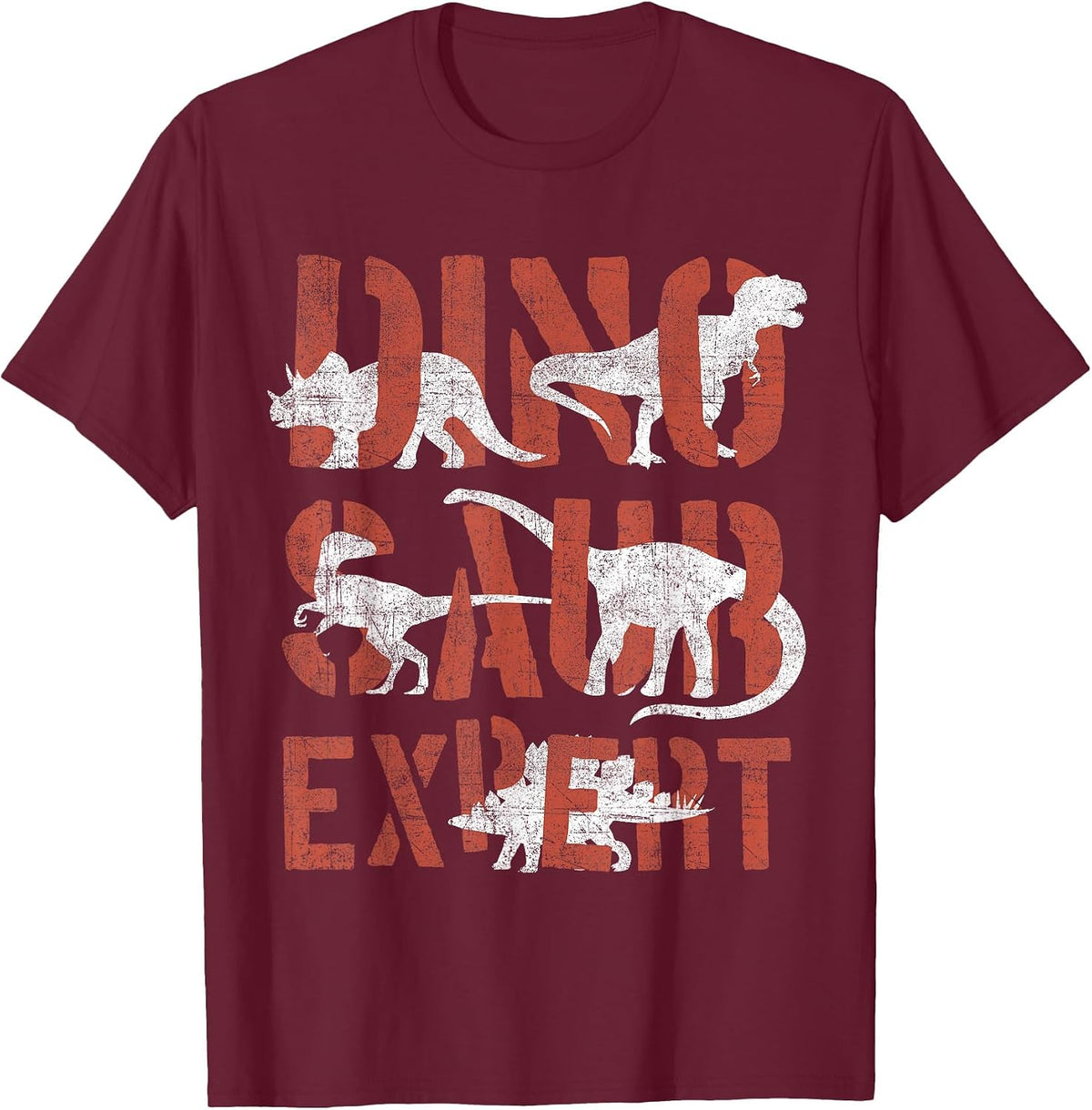 Dinosaur Expert Dinosaurs Boys Kids Toddlers Retro Graphic T-Shirt - Burgundy