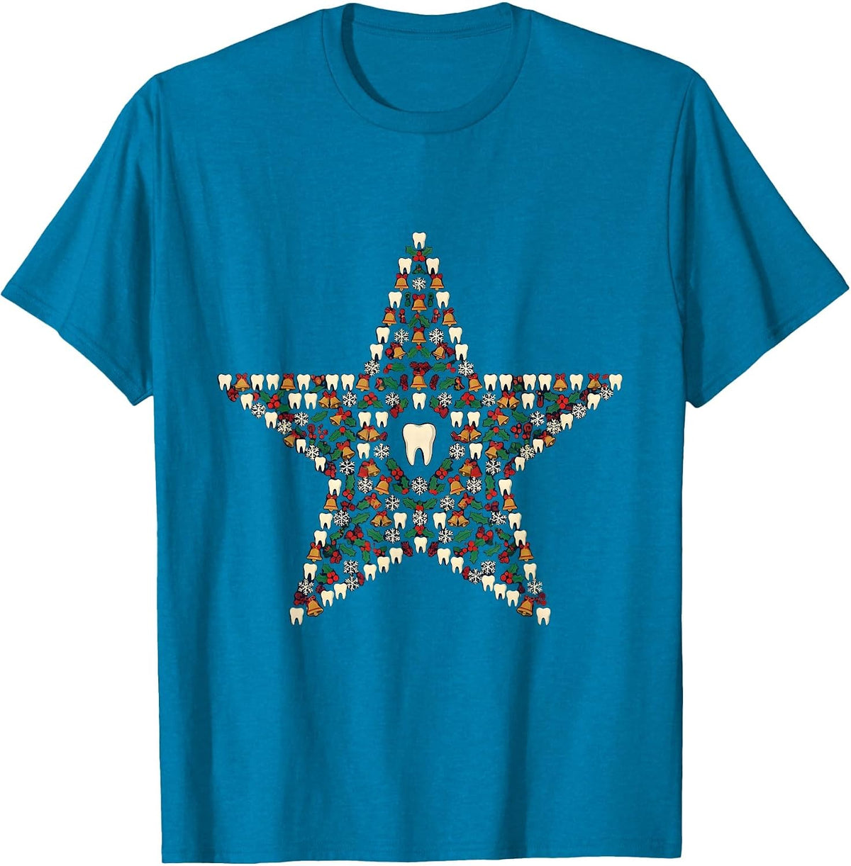 Five-Point Star Dental Christmas Dentist Gift T-Shirt - Sapphire Blue