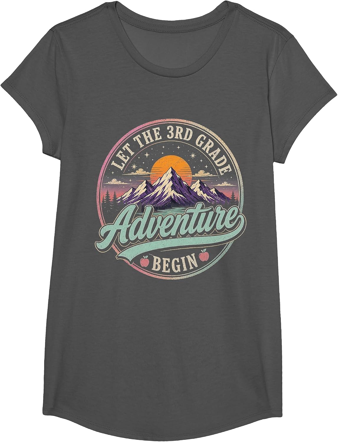Let The 3rd Grade Adventure Begin Funny 3rd Grade Teacher T-Shirt - Girls Asphalt Grey