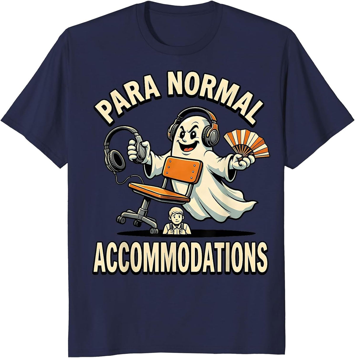 Para Normal Accommodations Funny Ghost Paraprofessional T-Shirt - Navy Blue