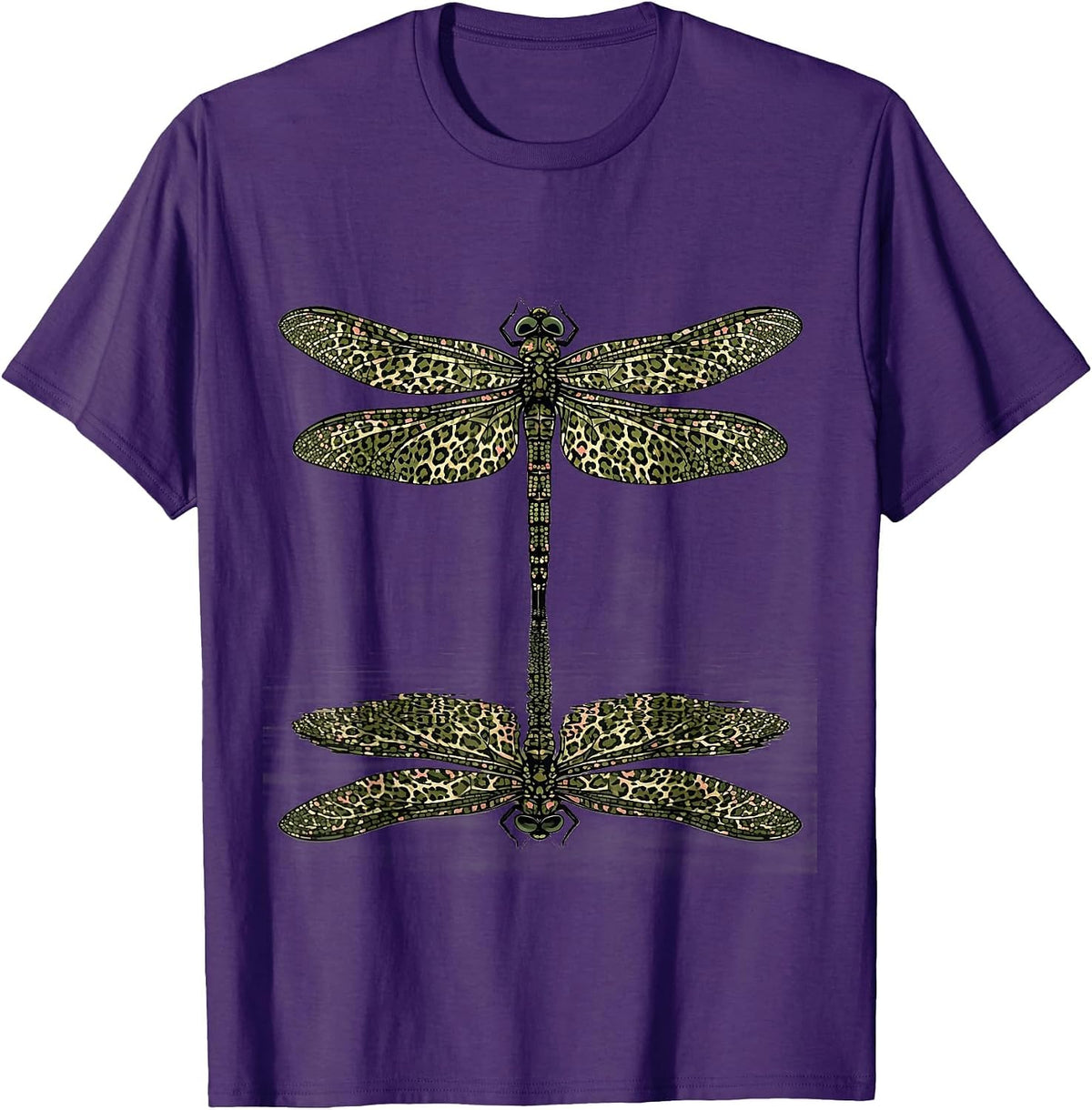 Camo Dragonfly Still Water Nature Design T-Shirt - Purple