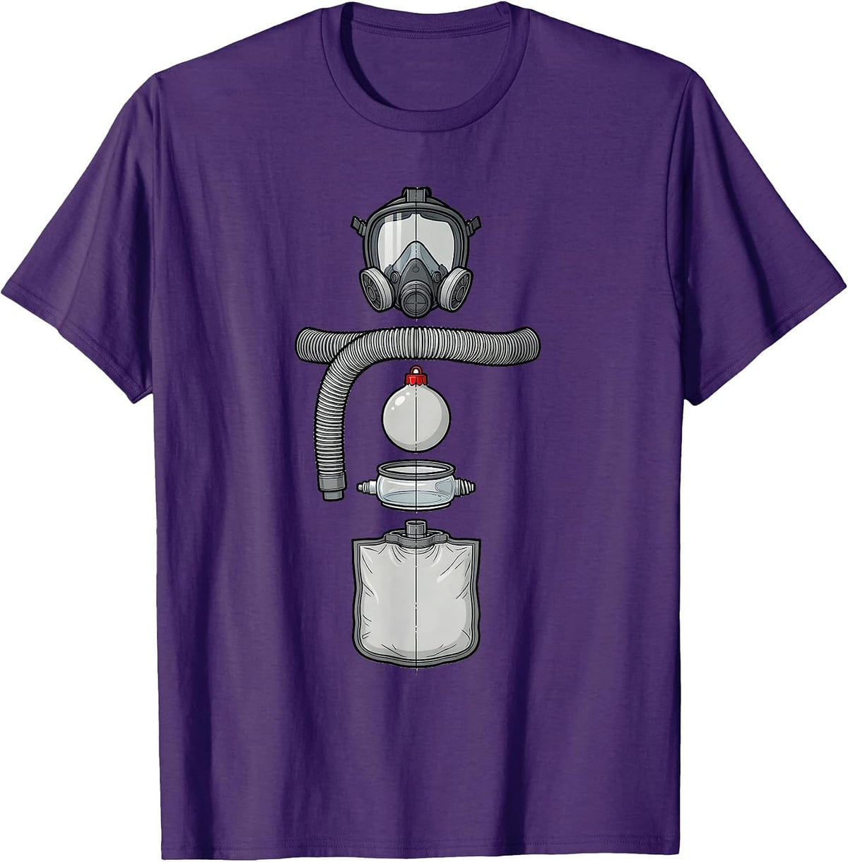 Exploded Breathing Circuit Respiratory Therapist Christmas T-Shirt - Purple