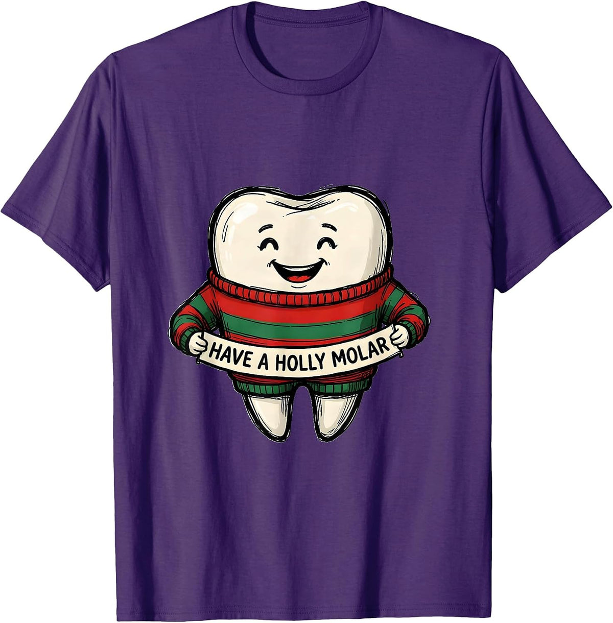 Have a Holly Molar Funny Dental Christmas Dentist Dental T-Shirt - Purple