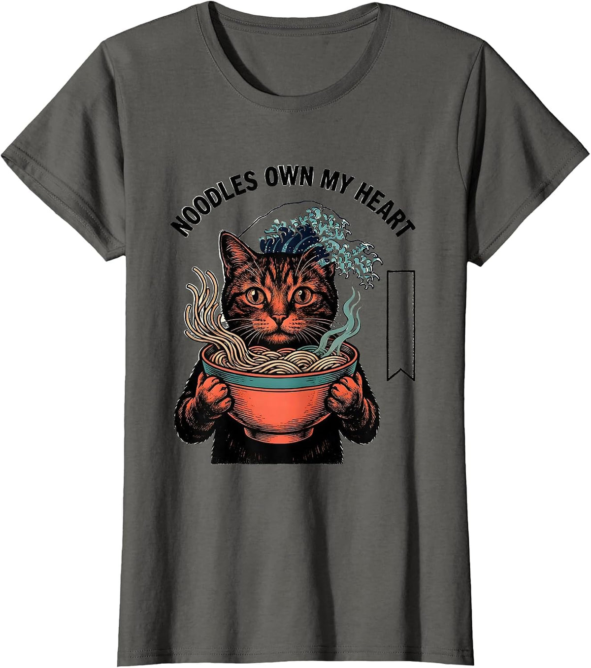 Women's Noodles Own My Heart Funny Kawaii Cat Anime Ramen Gift T-Shirt - Asphalt Grey