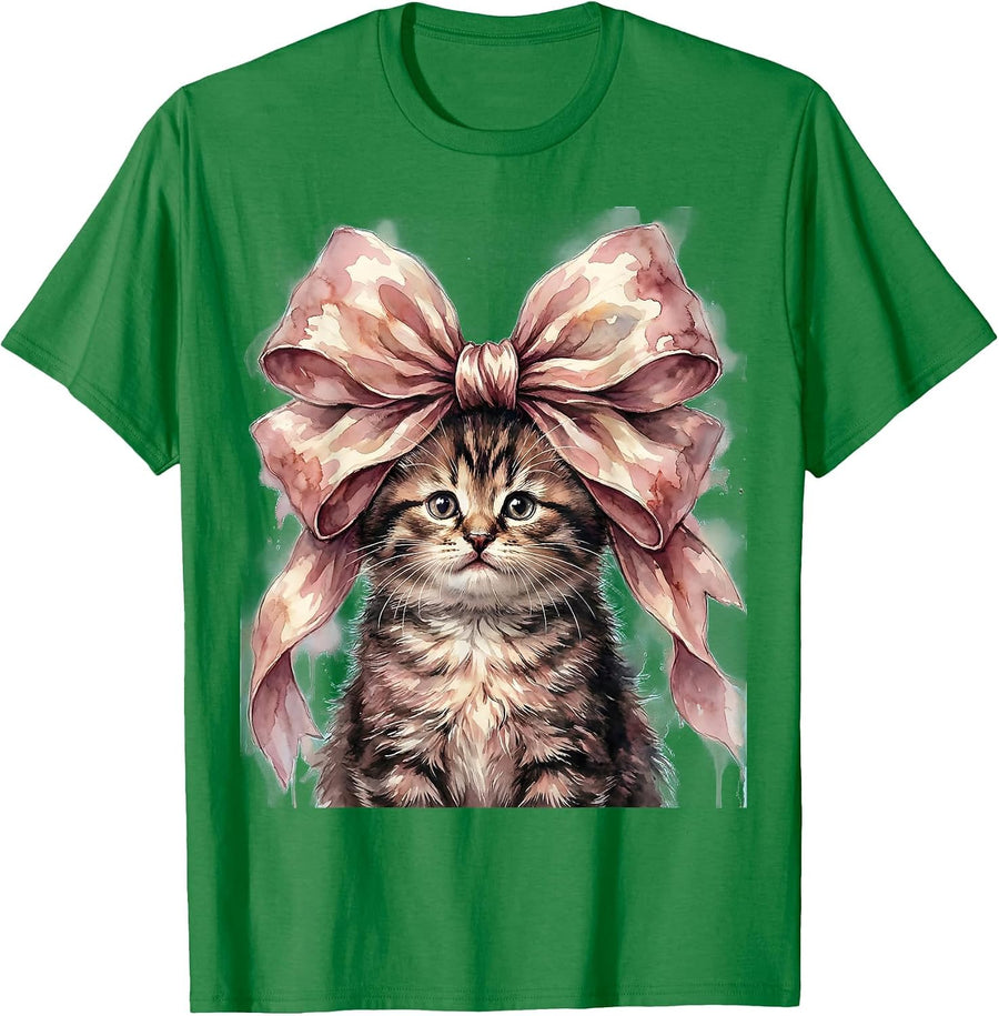 Men's Mimi Cat with Oversized Bow Crown Graphic T-Shirt - Kelly Green