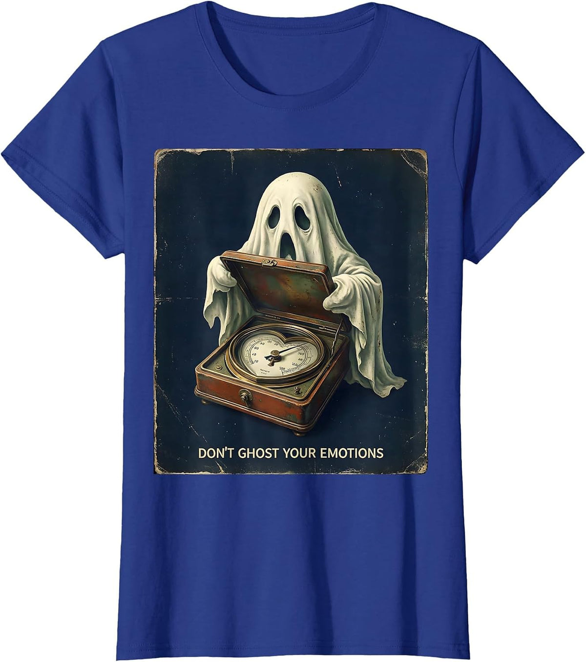 Women's Don't Ghost Your Emotions Vintage Halloween Mental Health T-Shirt - Royal Blue