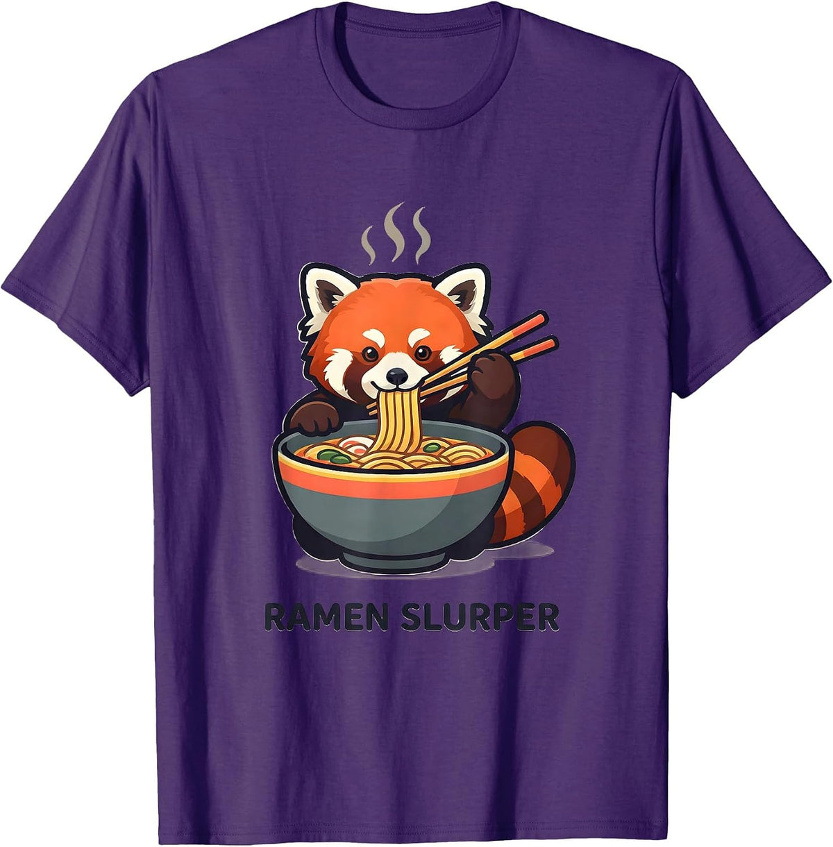 Men's Ramen Slurper Cute Red Panda Kawaii Anime Animal Food Lover T-Shirt - Purple