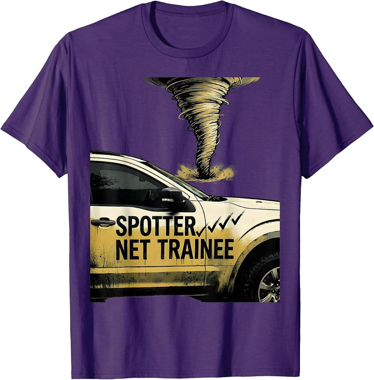 Men's Spotter Net Trainee Funny Storm Chaser Tornado Enthusiast T-Shirt - Purple