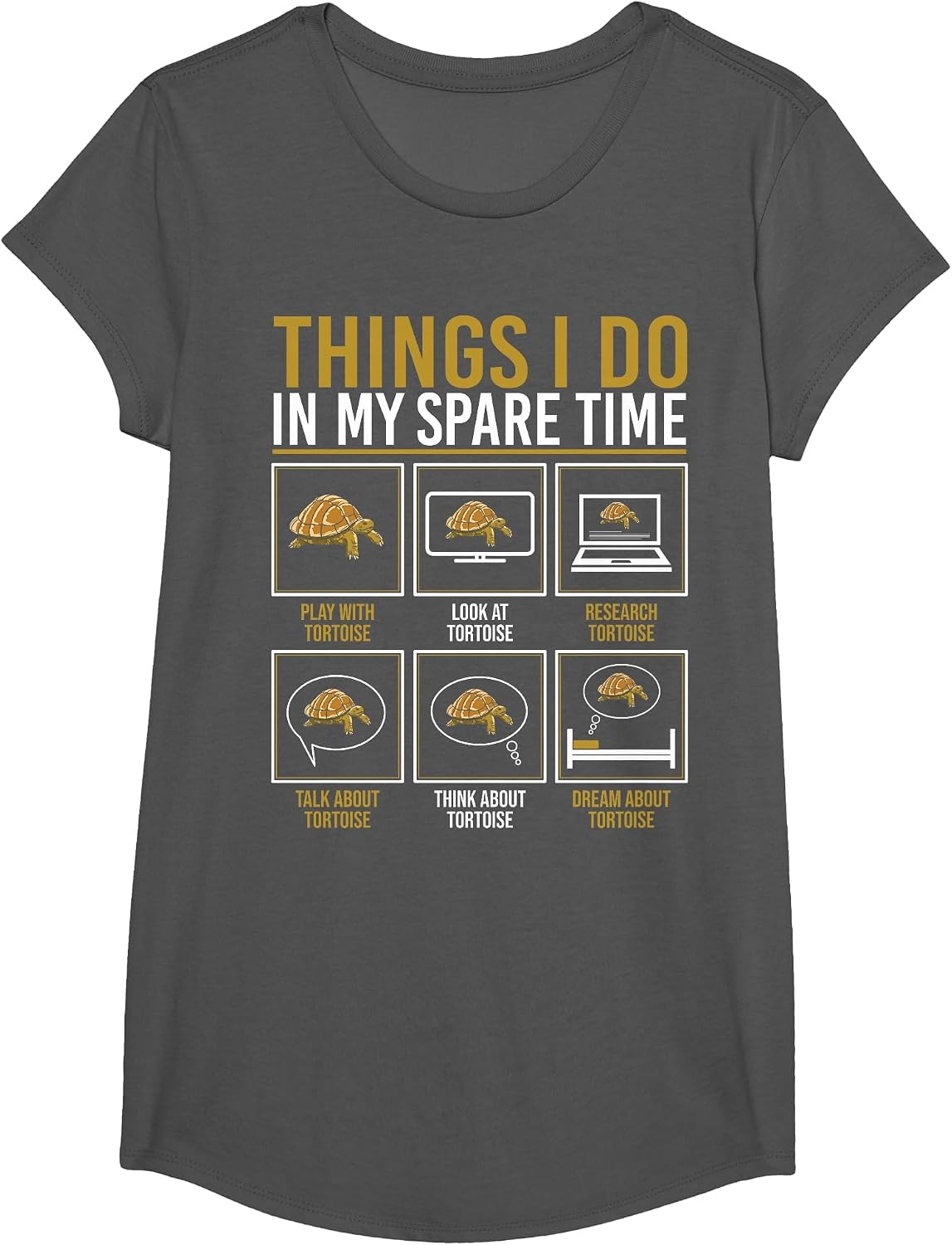 Things I Do in My Spare Time Turtle Reptile Men Turtle Fan T-Shirt - Girls Asphalt Grey