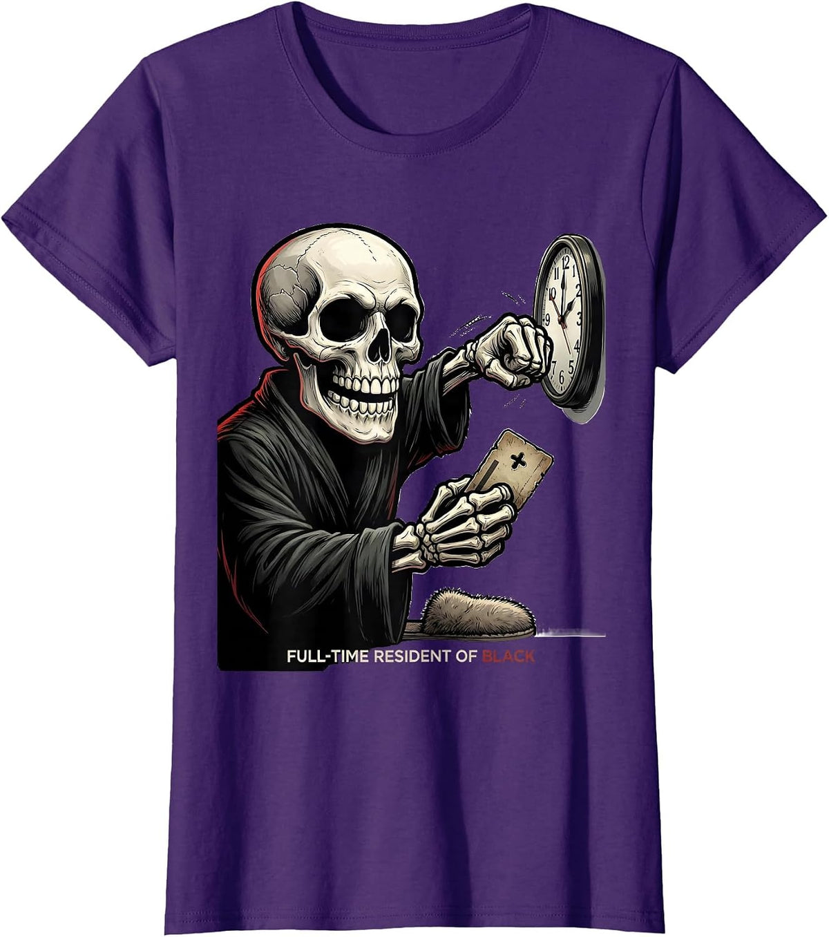 Women's Full-Time Resident Of Black Cartoon Goth Alt Y2K Grunge T-Shirt - Purple