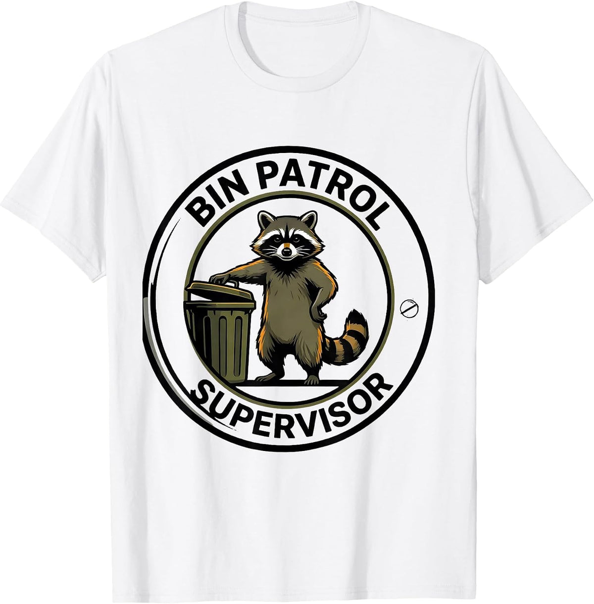 Men's Bin Patrol Supervisor Funny Jimothy Raccoon Trash Panda Meme T-Shirt - White